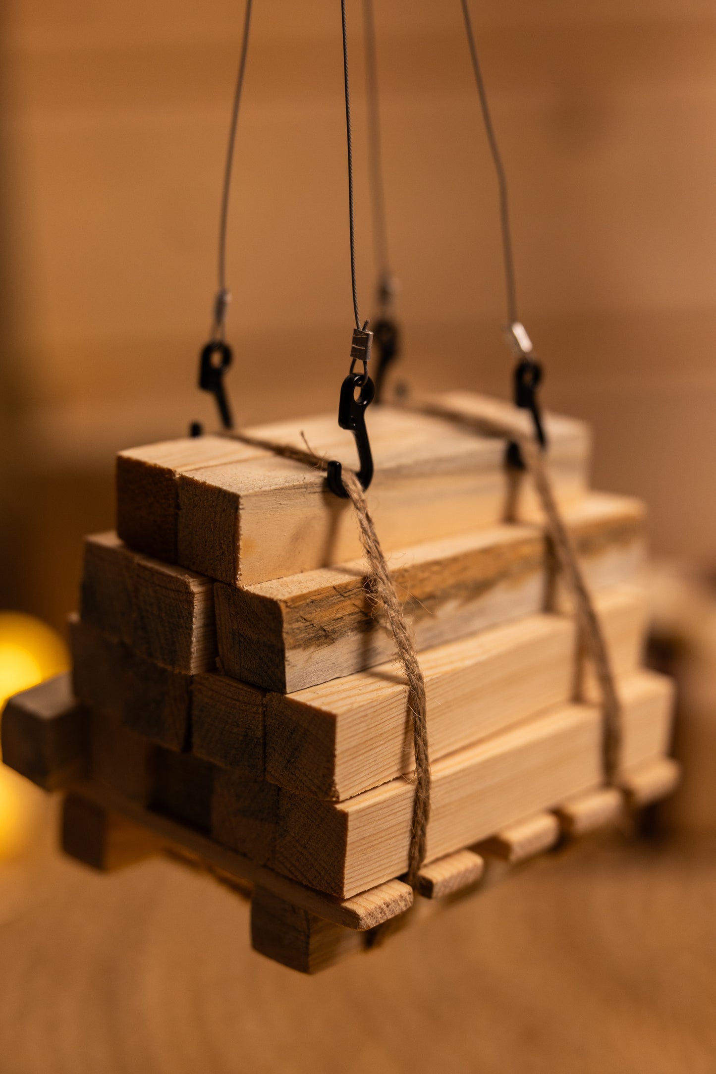 Hand made wooden crane