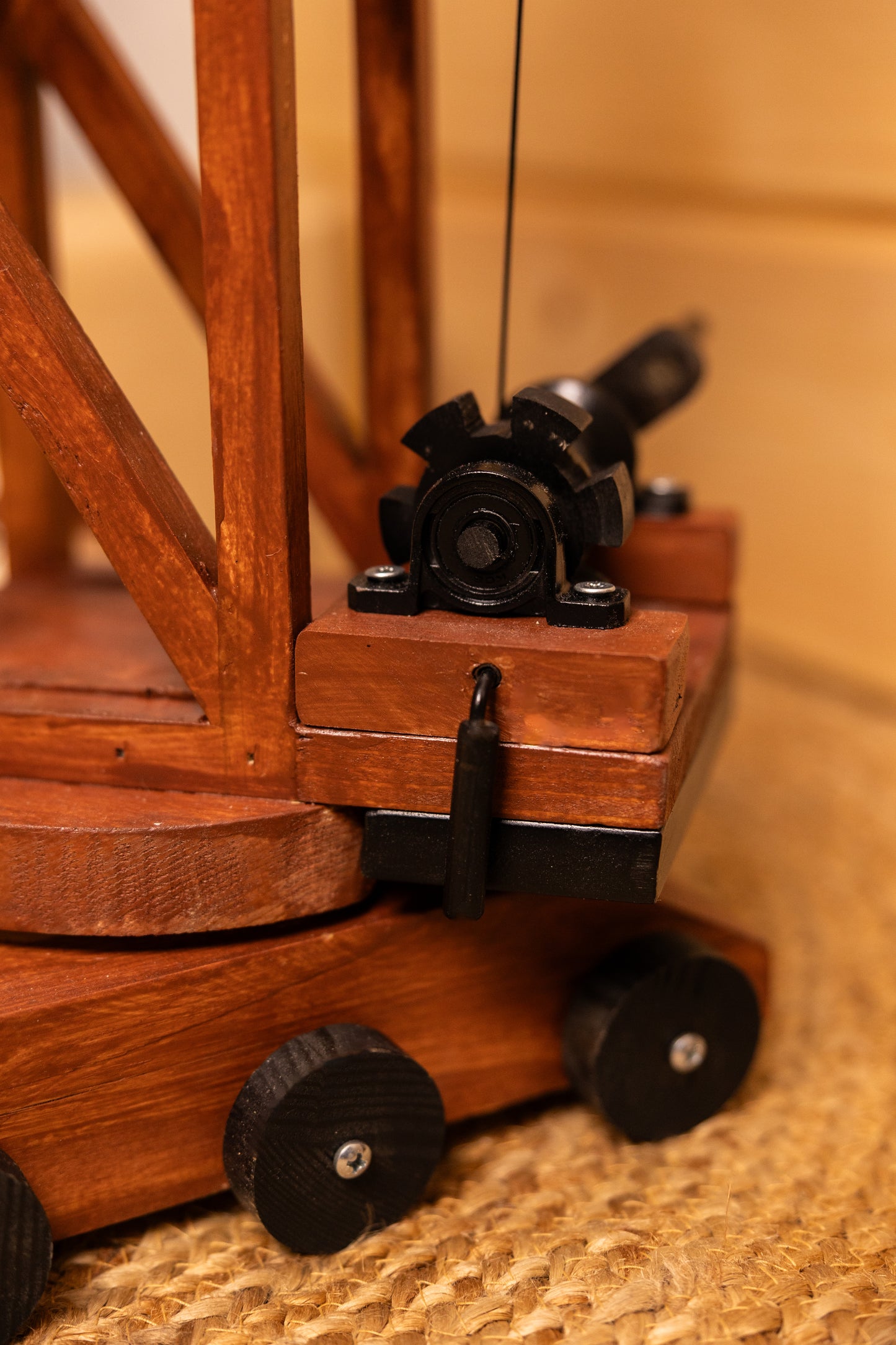 Hand made wooden crane