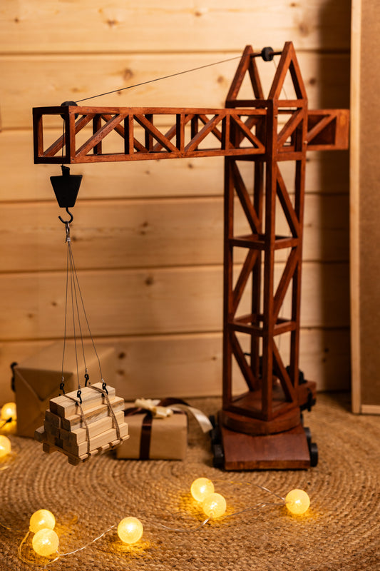 Hand made wooden crane