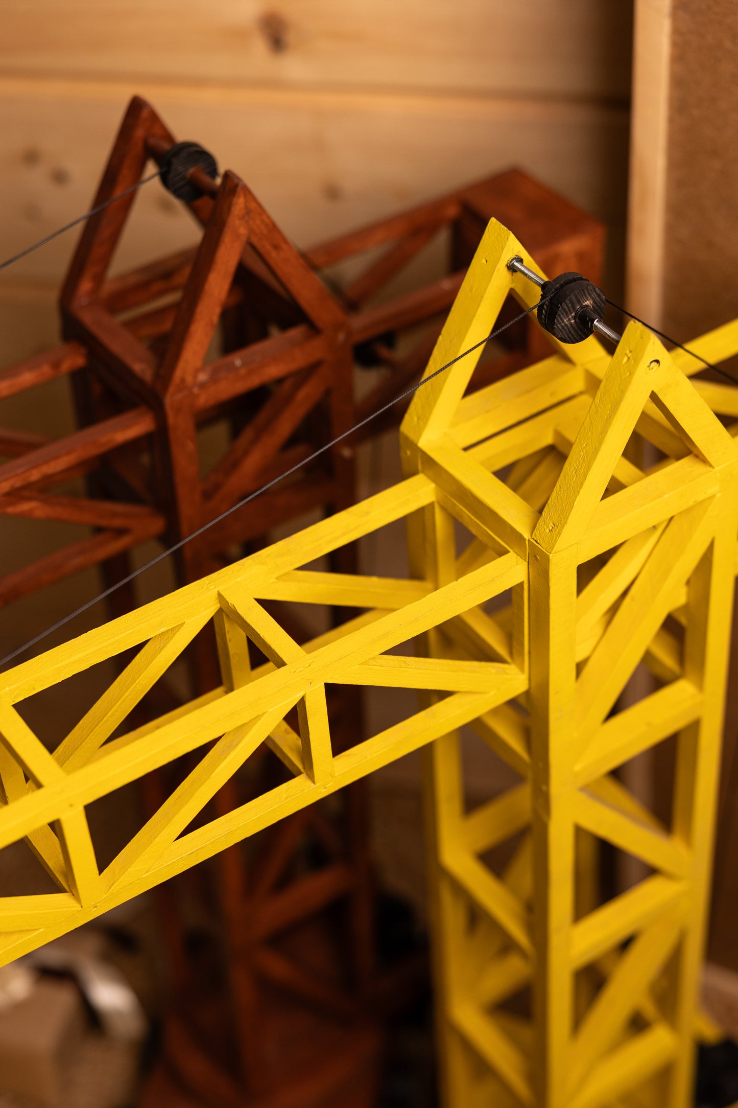 Hand made wooden crane