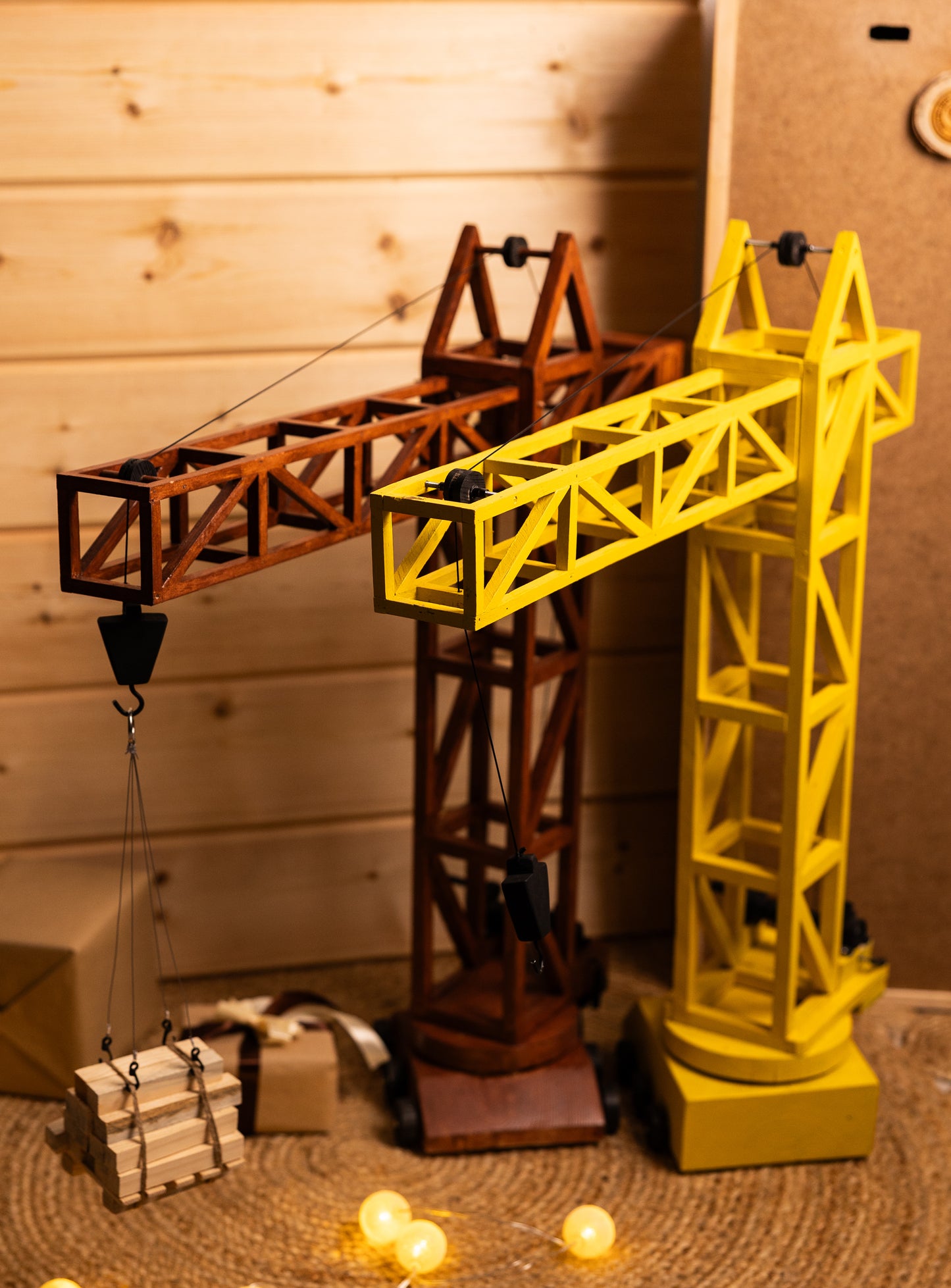Hand made wooden crane