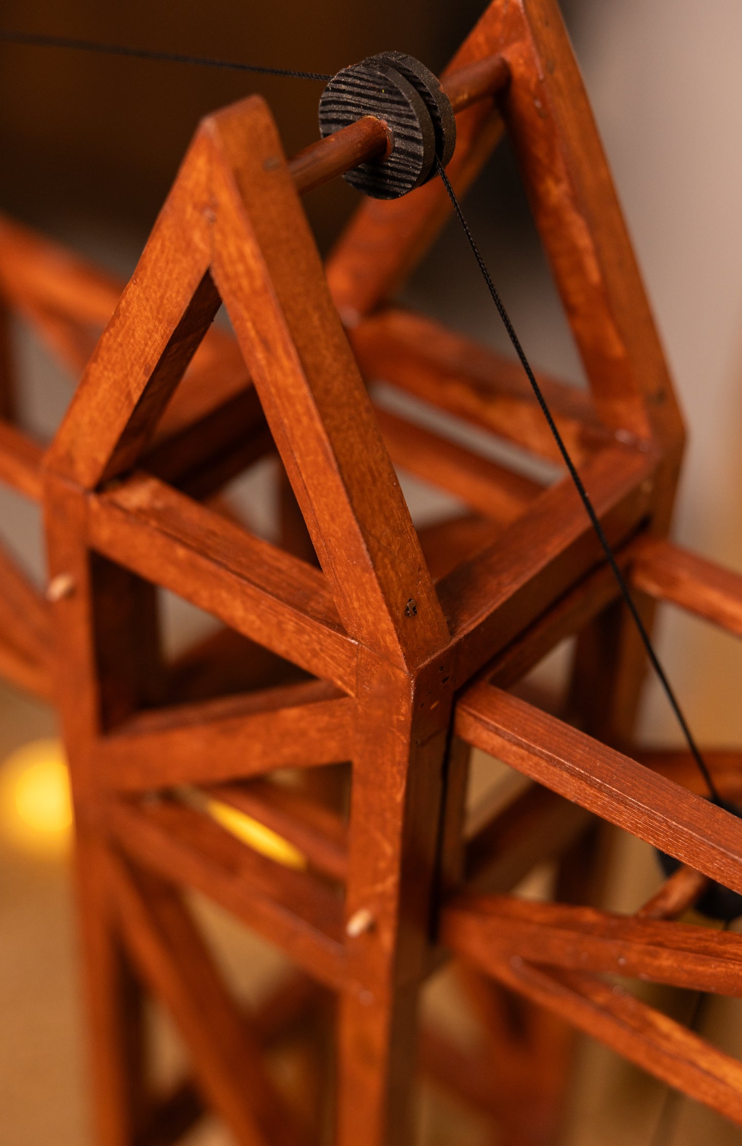 Hand made wooden crane